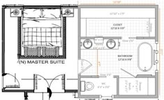 the master suite floor plan is shown