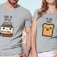 Couples Style Tops For Valentine's Day Gift, Couples Cotton T-shirt Gift, Couples Cotton T-shirt For Gift, Couple T Shirt Design, Cute Couple Shirts, Funny Couple Shirts, Couple T Shirts, Married Shirt, Bread Food