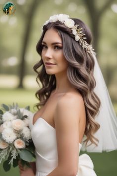 a woman in a wedding dress holding a bouquet