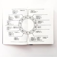 an open notebook with a diagram on the front and back pages in black ink, sitting on top of a white surface