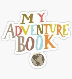 an adventure book sticker with the words'my adventure book'in multicolored letters