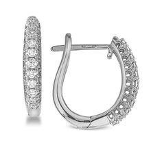 in stock Macy's Diamond Hoop Earrings For Formal Occasions, Elegant Macy's Hoop Earrings With Prong Setting, Elegant Hoop Earrings With Diamond Accents From Macy's, White Gold Hoop Diamond Earrings With Accents, Macy's Fine Jewelry Hoop Earrings With Prong Setting, Macy's White Gold Diamond Earrings, Classic Diamond Hoop Earrings By Macy's, Diamond White Hoop Earrings With Pave Setting, Luxury Sterling Silver Hoop Earrings With Diamond Accents