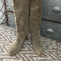 Beautiful Brand New Moss Taupe Suede Boots. Please See Measurements For Shaft And Heel Height. Purchased At Nordstrom. These Are A Very Pale Moss Color. The Label Reads ‘Taupe’. To Me, It Has A Mossy Green Hue Which Is Why I Bought Them. Size 8.5. No Brand That I Can See. They Are Buttery Soft Fine Suede. Taupe Knee High Boots, Taupe Suede Boots, Moss Color, Mossy Green, No Brand, Suede Boots, Shoes Heels Boots, High Boots, Knee High Boots