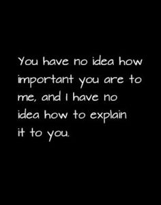 the words you have no idea how important you are to me, and i have no idea how to explain it to you