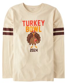 NOTE: Please reference adult size chart for this item. FABRICATION: 60% cotton/40% polyester jersey, imported DESIGN: Rib-knit crew neck, long sleeves with stripes FEATURES: 'Turkey Bowl 2024' with turkey graphic design, tagless label We're making a difference! We've proudly partnered with Better Cotton to improve cotton farming globally. When you buy cotton styles from us, you're helping to support sustainable cotton farming. Learn more at bettercotton. org/massbalance.. Unisex Adult Matching F Turkey Bowl, Cotton Farming, Making A Difference, Thanksgiving Turkey, Medium Brown, Childrens Place, Cotton Style, 12 Months, Rib Knit