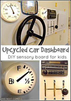 an upcycled car dashboard diy sensory board for kids