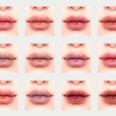 multiple images of various lips with different shapes and sizes, all showing the same lip color