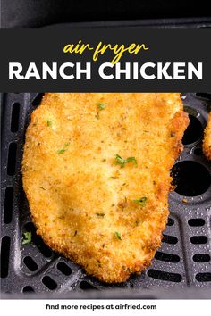 an air fryer with chicken in it and the words air fryer ranch chicken