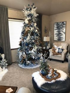 a decorated christmas tree in a living room