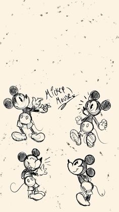 some drawings of mickey mouses with the words'after more'written on them