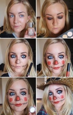 Halloween Makeup Diy Easy, Makeup Ideas Halloween, Extension Styles, Diy Halloween Costume Ideas, Halloween Costumes Scarecrow, Makeup Zombie, Extensions Eyelash