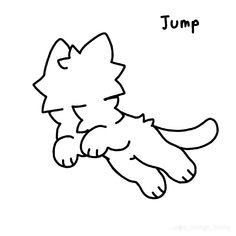 a drawing of a cat jumping with the word jump on it's back legs