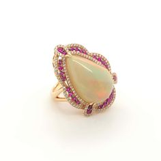 Luxury Pear-shaped Rings With Pave Setting, Elegant Teardrop Multi-stone Rings, Elegant Teardrop Rings With Gemstone Accents, Elegant Teardrop Ring With Gemstone Accents, Formal Teardrop Multi-stone Ring, Elegant Pear-shaped Ring With Gemstone Accents, Gold Couture, Rose Gold Morganite Ring, Gold Flower Ring