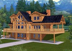 this is an artist's rendering of a log home