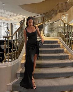 Black Long Dress Wedding Guest, Black Tie Graduation Party, Black Tie Wedding Guest Dress Spring Formal, Black Tie Wedding Guest Dress Black, Black Wedding Dress Guest, Night Wedding Outfit Guest, Black Tie Attire For Women Wedding, Black Formal Wedding Guest Dress, Black Tie Black Dress