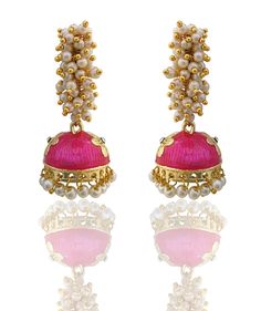 PRICES MAY VARY. BRAND-Moonstruck personifies uniquely designed fashion jewellery made with the finest of stones.Each piece is designed and manufactured in-house to cater to exclusive demands of our clients. DESIGN-These pretty Traditional Indian Jhumki dome shaped Earrings with a burst of attractive pink colour are perfect to carry off with traditional and ethnic outfits to a party, wedding or any formal event. Material:Brass, Colour:Pink, Gold Pearls: White Earring length : 6.2cm,Weight:15gms Designer Tilla Earrings For Diwali, Designer Wear Festival Chandbalis, Traditional Jhumkas For Designer Festivals, Designer Chandbalis For Diwali, Adjustable Festive Earrings For Celebration, Traditional Designer Chandbalis, Festive Designer Earrings With Latkans, Bollywood Style Earrings With Latkans For Designer Wear, Fusion Style Jewelry With Latkans For Festivals