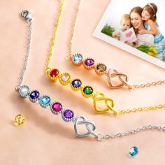 [INNOVATIVE DESIGN]: There are 12 different colors of gemstones, corresponding to the birthstone of each month. You can choose the color according to the birth month. Birthstone order is left to right by default.
[PERFECT GIFT]: This birthstone bracelet is a stylish jewelry gift for mom, grandma, girlfriend, wife, daughter, or friend. The infinity heart bracelet symbolizes love, commitment or friendship for a loved one.
NOTE: Bracelet length includes the birthstones. Grandmother Jewelry, Bracelets Charm, Peridot Bracelet, Bracelet Friendship, Infinity Heart, Birthstone Bracelet, Stylish Bracelet, Birthstone Bracelets, Bracelet Sterling Silver