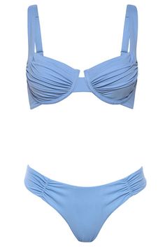 Aruba Bikini Baby Blue Set Light Blue Triangle Top Swimwear For Pool, Light Blue Triangle Top Swimwear For Beach, Light Blue Stretch Triangle Top Swimwear, Cute Light Blue Bikinis, Light Blue V-neck Swimwear For Poolside, Vacation Attire, Neon Bikinis, Aruba, Bra Sizes