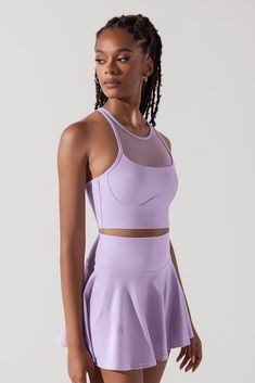 Celeste Mesh Crop Bralette - Digital Lavender Digital Lavender, Sports Fashion Design, Long Sleeve Shrug, Short Bra, Crop Bra, Bra Dress, Activewear Sets, Romper Dress, Design Model