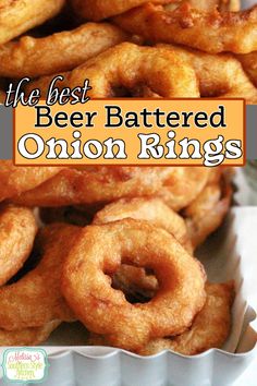 Beer Battered Onion Rings Batter Mix Recipes, Beer Battered Onion Rings Air Fryer, Onion Rings Batter Recipe, Battered Onion Rings, Beer Battered Onion Rings, Burger Side Dishes, Onion Rings Recipe, Onion Ring, Blooming Onion