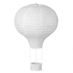 a large white paper lantern hanging from the ceiling