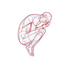 a drawing of a person kneeling down