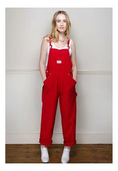 Woman in Red Dungarees Red And White Shirt, Red Overalls, Clothes Uk, No Results Found, Woman In Red, Overall Outfit, Opening A Boutique, Uk Clothing, Vintage Clothes