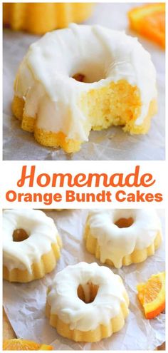 an orange cream glazed pound cake is cut in half