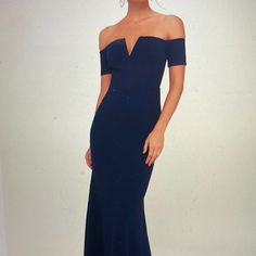 New Purchased For A 2023 Summer Wedding That Just Got Cancelled. Beautiful. Fully Lined. Minimal Yet Glam! Currently On Lulu’s Website With 634 5 Star Reviews. Consider Sizing Up For Fuller Bust. Pit To Pit Is 19” Laying Flat. Waist Is 16” Hip Is 39.5” Skirt Length Is 47” From Waist Seam To Hem Of Dress. The Skirt Is Flaring Mermaid Style With Fitted Waist And Hips. Hidden Back Zipper/Clasp. The Fabric Is Stretchy. This Is A Stunning, Fitted, Full Length, Figure Flattering Dress! Self:95% Polyes Fitted Blue Off-shoulder Dress For Gala, Fitted Blue Off Shoulder Dress For Gala, Blue Off Shoulder Maxi Dress For Party, Blue Strapless Off Shoulder Dress For Night Out, Blue Fitted Off Shoulder Maxi Dress, Blue Fitted Off-shoulder Dress For Night Out, Blue Fitted Off-shoulder Dress For Wedding, Blue Off-shoulder Maxi Dress For Night Out, Blue Fitted Off Shoulder Dress For Party