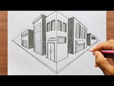 a drawing of a building with the words learn something written on it and someone holding a pencil in their hand