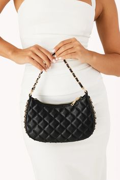 try on view | black quilted purse with gold hardwear chain border and strap Elegant Quilted Party Bag, Chic Quilted Clutch For Everyday Use, Elegant Quilted Clutch For Evening, Elegant Quilted Evening Clutch, Luxury Quilted Party Bag, Quilted Rectangular Party Bag, Party Rectangular Quilted Bag, Black Quilted Evening Bag, Chic Quilted Clutch Bag