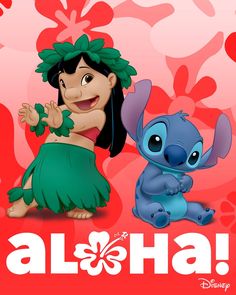 an image of a cartoon character with the words aloha