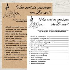 a printable wedding game for the bride