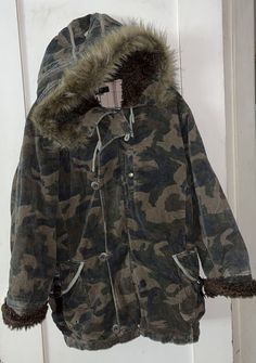 Diesel Womens Camo Sherpa Hood Zip Button Jacket Coat M 26” chest 30” back Womens Camo, Button Jacket, Jacket Buttons, Jacket Coat, Fur Coat, Camo, Coats Jackets, Quick Saves, Clothes