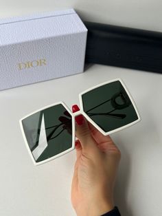 Brand new Dior 30Montaigne SU 25N Sunglasses in Ivory White. Dark green lens. Gold hardware. Measures 58-15-130. Dior box set included - box, case, cloth. Retail price $560. Made in Italy. Elegant Green Rectangular Sunglasses, Designer White Sunglasses For Formal Occasions, Green Lens, Men's Eyeglasses, Ivory White, Box Set, Square Sunglasses, Gold Hardware, Dark Green