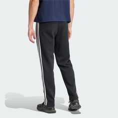 adidas Essentials 3-Stripes Open Hem Fleece Pants - Black | Free Shipping with adiClub | adidas US