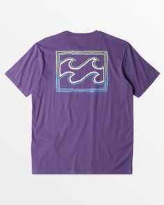 Crayon Wave T-Shirt - Coastal Deep Plum, In The Deep, Neck Label, Mens Crew Neck, The Deep, Crew Neck Tee, Billabong, Fabric Cotton, Crayon