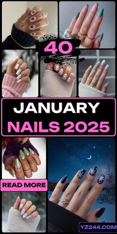 Cute Winter Art, January Nail Designs, Elegant Manicure, January Nails, Winter Ideas, Winter Nail Art, Trendy Winter, Bright And Beautiful, Top 40