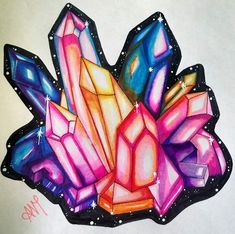 a drawing of some kind of colorful object with stars and sparkles on it's surface