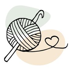 a ball of yarn next to a heart