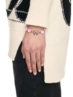 Shop silver silver-tone brass chain-link detailing signature Arrows motif bead embellishment lobster claw fastening Flowers Beads, Beaded Ankle Bracelets, Bead Embellishment, Arrow Bracelet, Beaded Ankle, Fringed Belt, Bracelet Watches Women, Lipstick Bag, Chain Strap Bag