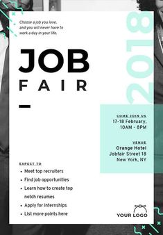 an advertisement for a job fair featuring two men