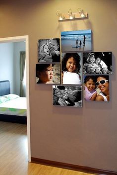 a wall with pictures hanging on it and the caption reads love this layout, and love the canvass definitely do