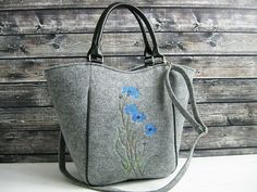 BAG FOR GIFT, Flower bag, Women felt bag, Felt totebag,  Felt shopperbag, Felt handbag, Felt shoulder bag, Flower design bag by BPStudioDesign on Etsy Felt Handbag, Bag Flower, Design Bag, Women Purse, Gift Flower, Flower Bag, Felt Bag, Bag Women, Flower Gift