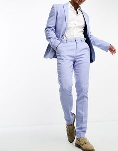 Suit pants by ASOS DESIGN Effort: made Plain design Belt loops Side pockets Skinny fit Design Outfit, Bleu Pastel, Suit Trousers, Suit Pants, Plain Design, Trouser Suits, Pastel Blue, Mens Suits, Herringbone