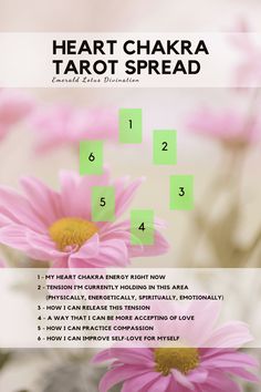 the heart chakra tarot spread with pink flowers