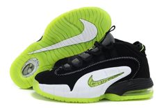 Nike Air Max Penny Hardaway 1 Black/White/Green Basketball shoes Green Basketball Shoes, Nike Free Runners, Nike Kicks, Kobe Shoes, Mens Shoes Black, Roshe Run