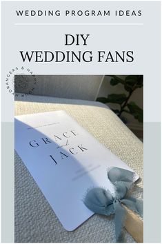 wedding program ideas diy wedding fans with blue ribbon and bow on white carded envelope