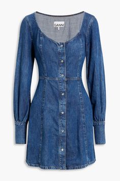 Shop on-sale GANNI Denim mini dress. Browse the best deals from GANNI and luxury fashion at The Outnet. Designer Mini Dresses, Dress Denim, Beach Wear Outfits, Ink Clothes, Dress For Woman, Mini Dresses For Women, Denim Mini Dress, Bag Dress, Denim Mini