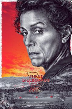 the poster for three billboards featuring bill nyers as well as an image of his face